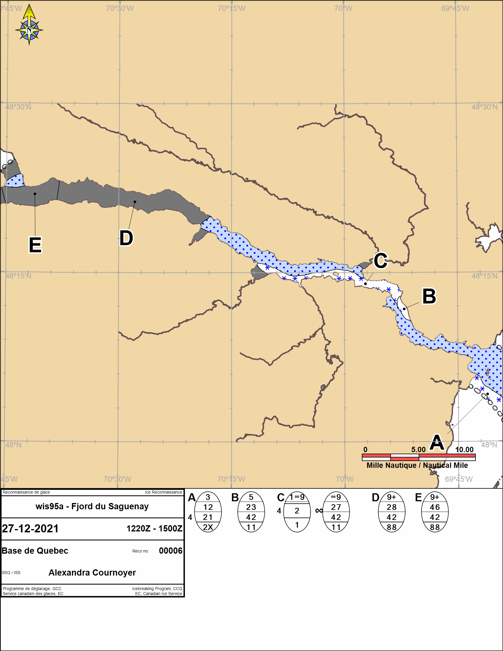 Carte des glaces Rivière Saguenay