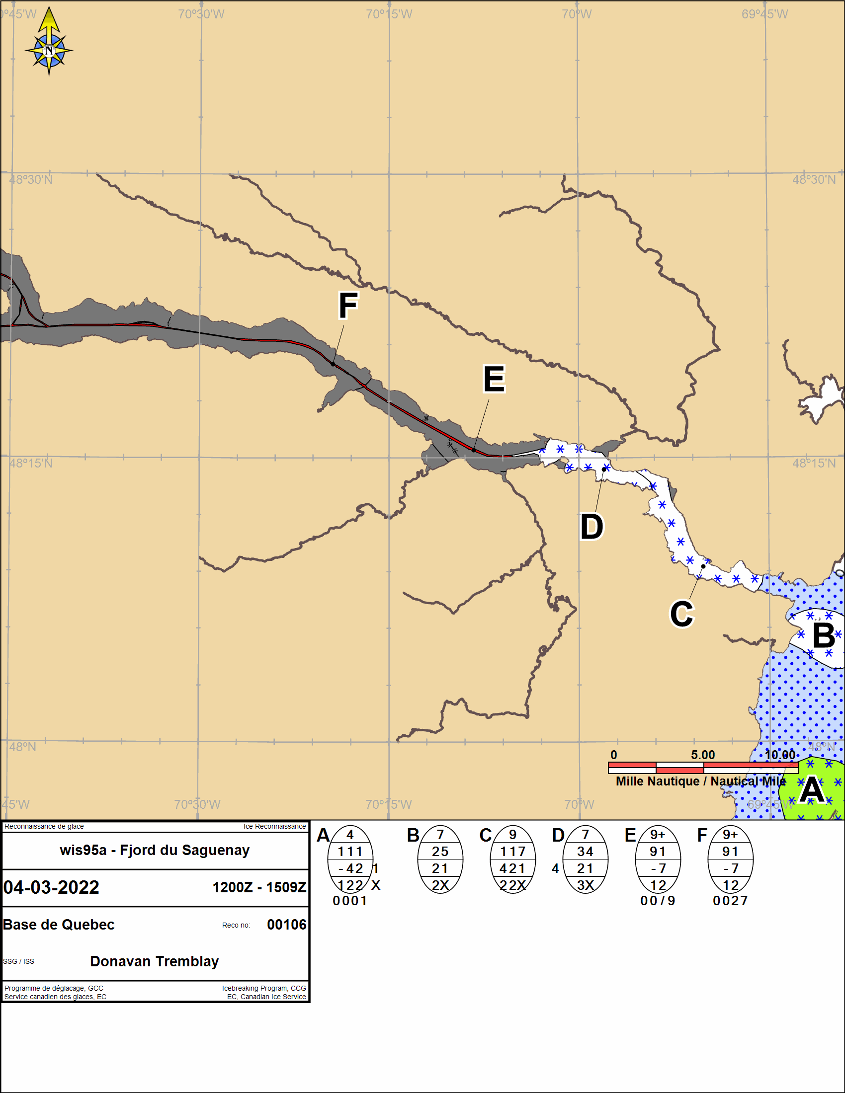 Carte des glaces Rivière Saguenay