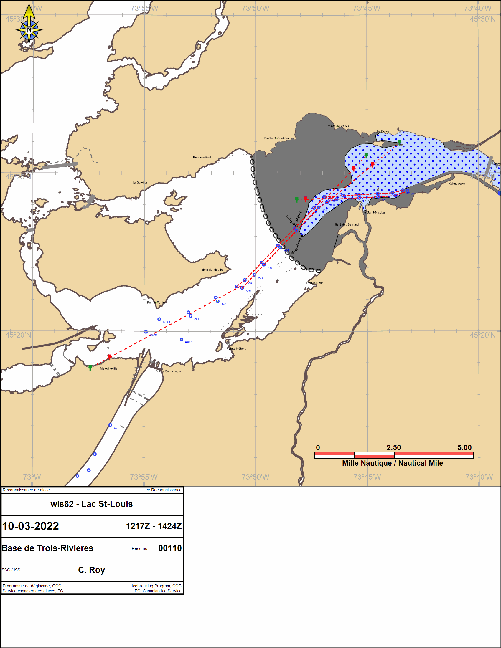 Ice charts Beauharnois to Contrecoeur