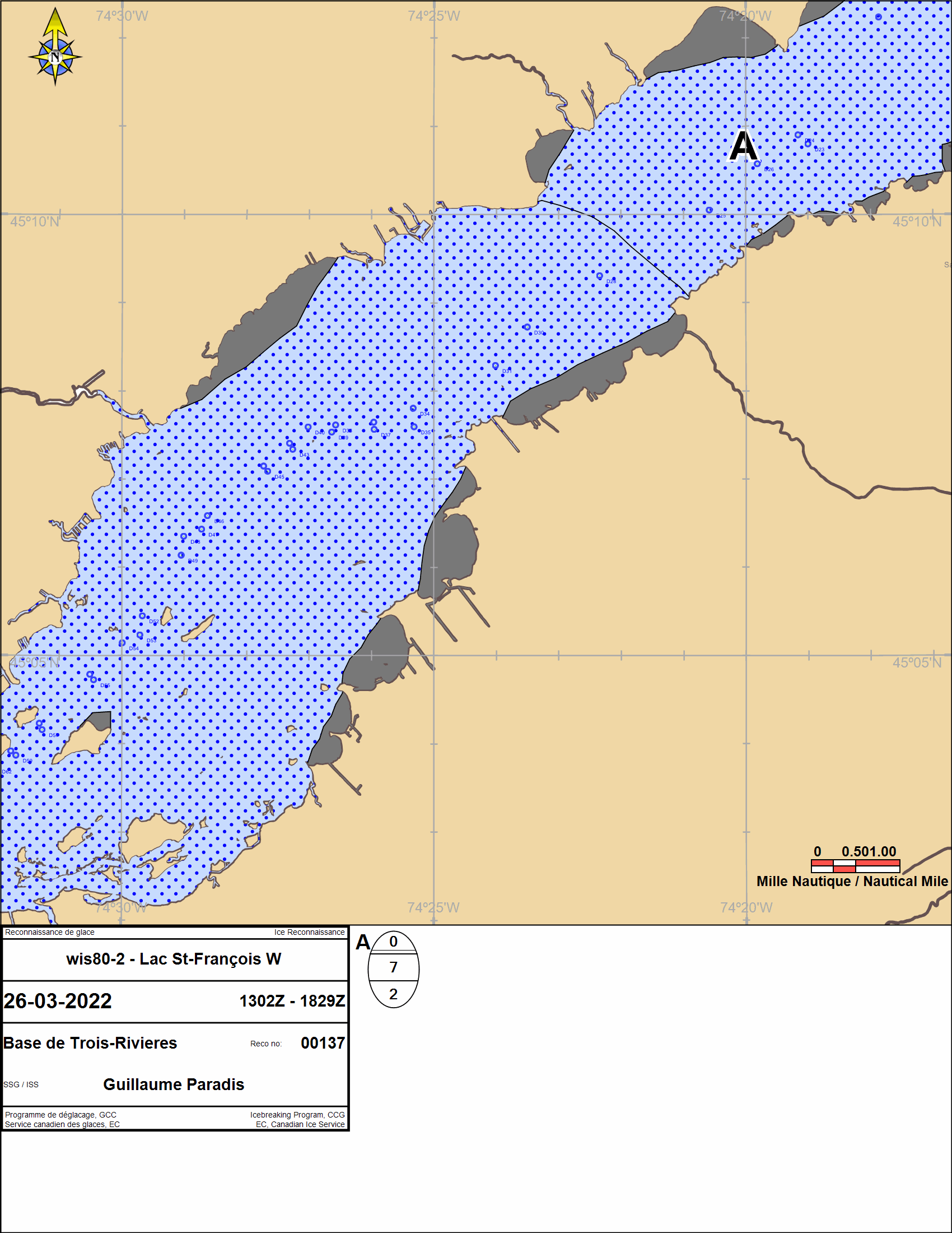 Ice charts Beauharnois to Contrecoeur