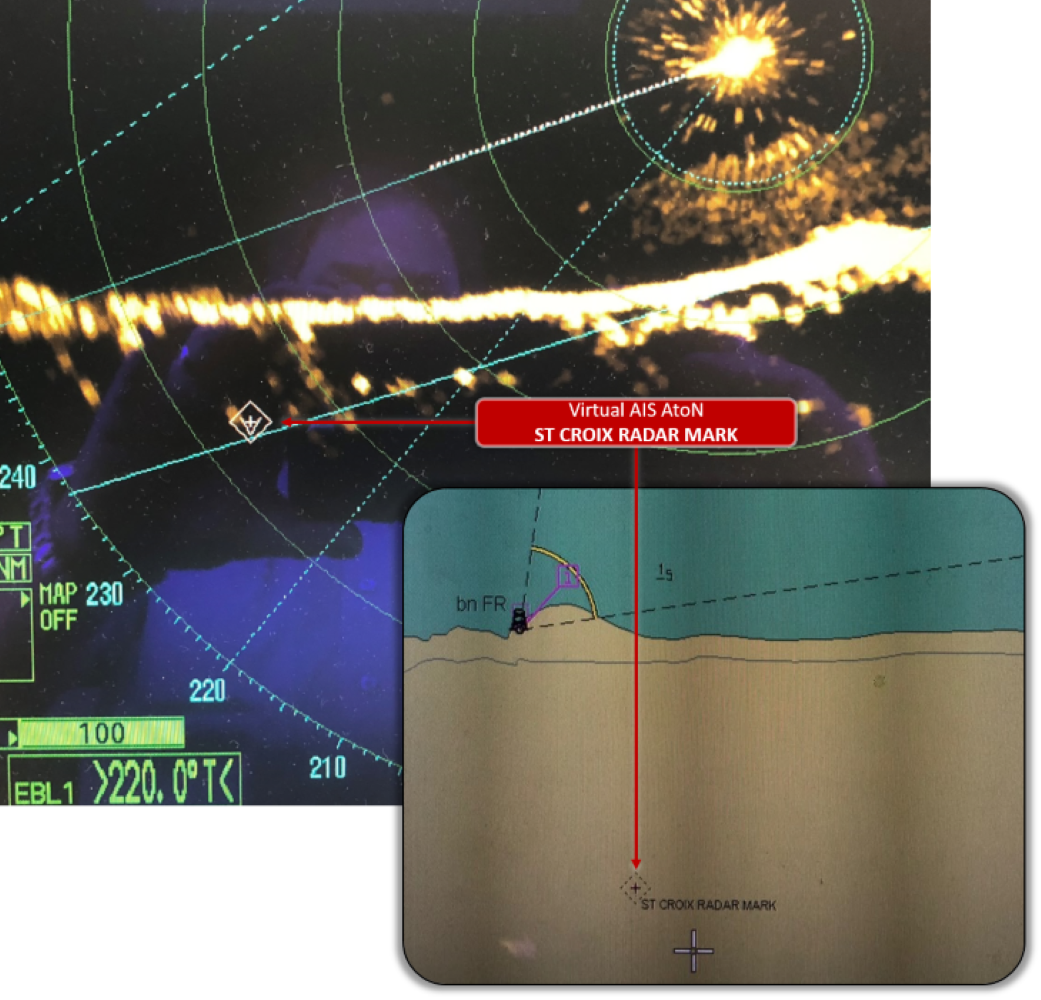 Figure 5-10. Une AIS AtoN virtuelle diffusée sur une tour cellulaire à Sainte-Croix servant de marque radar