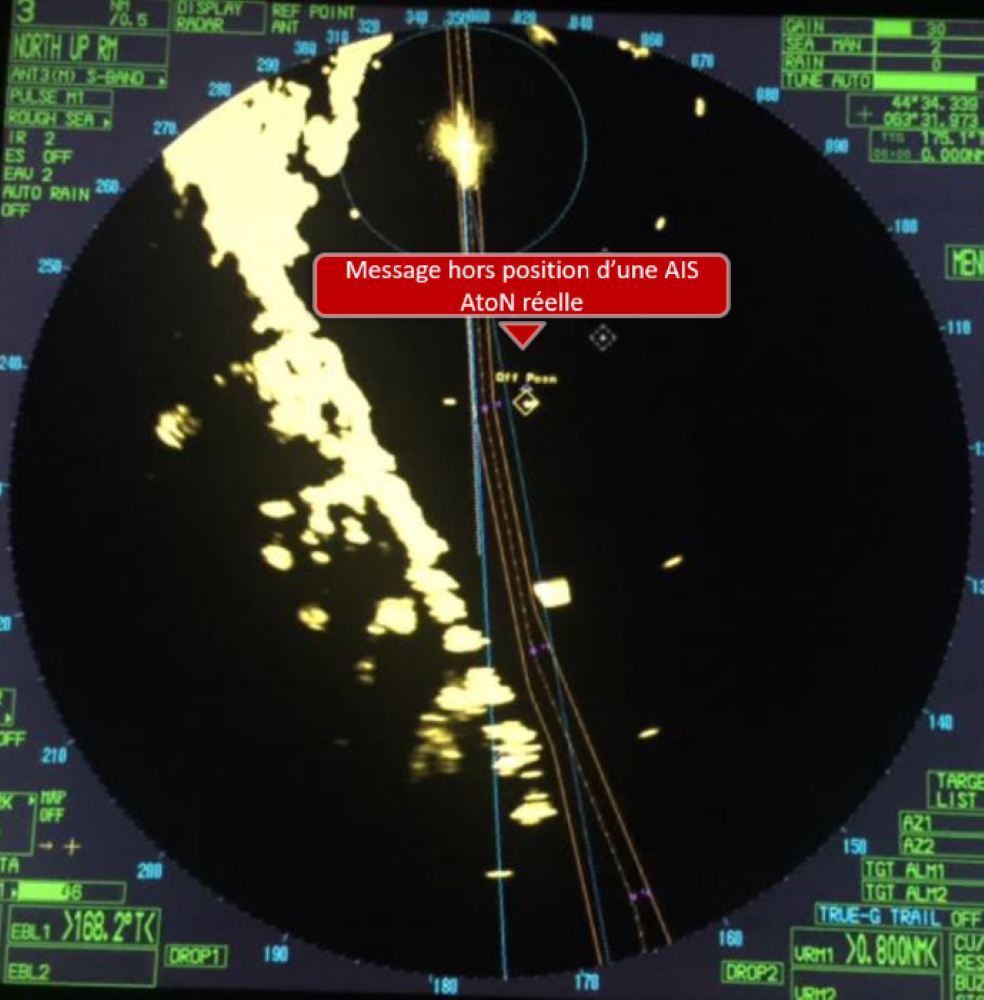 Figure 5-3. Un radar affichant un message « Hors Position » d’une AIS AtoN réelle