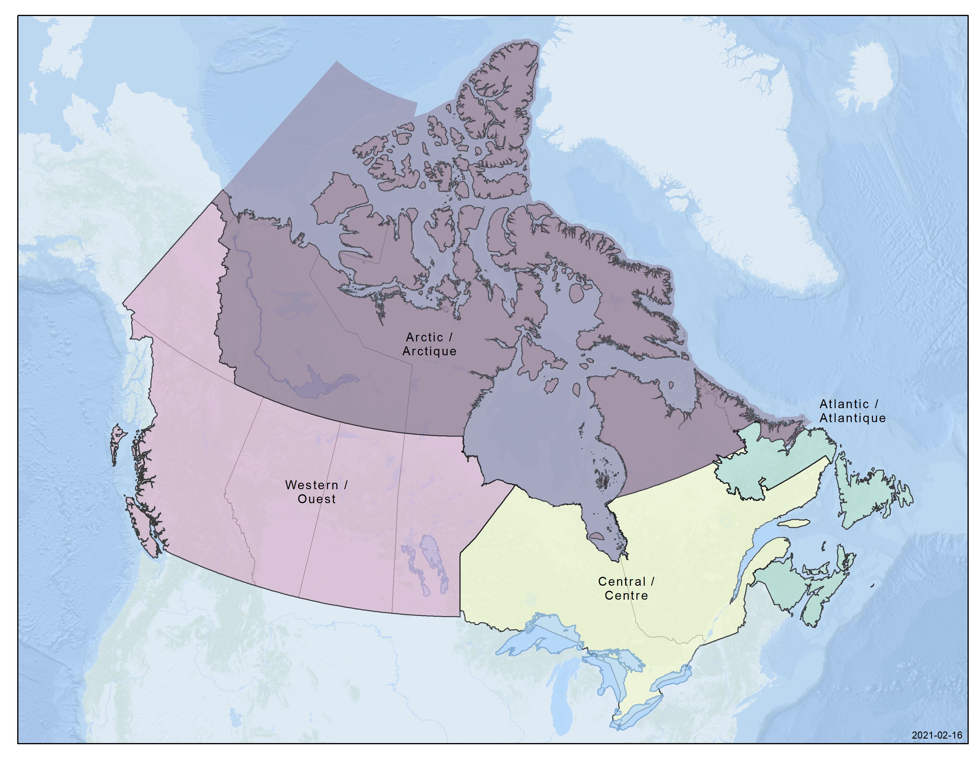 Regions of canadian coast guard in Canada