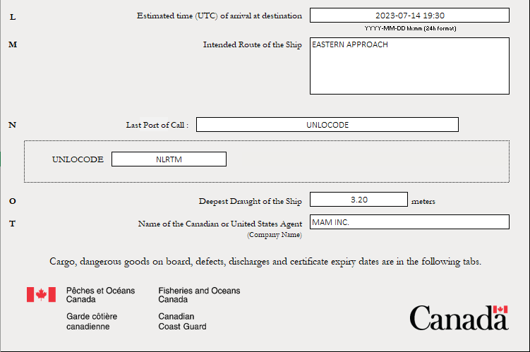 Eastern Canada Vessel Traffic Services Zone (ecareg) - Advance 